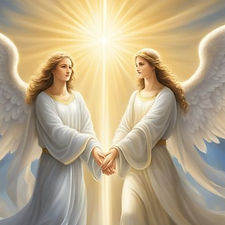 Two angels holding hands