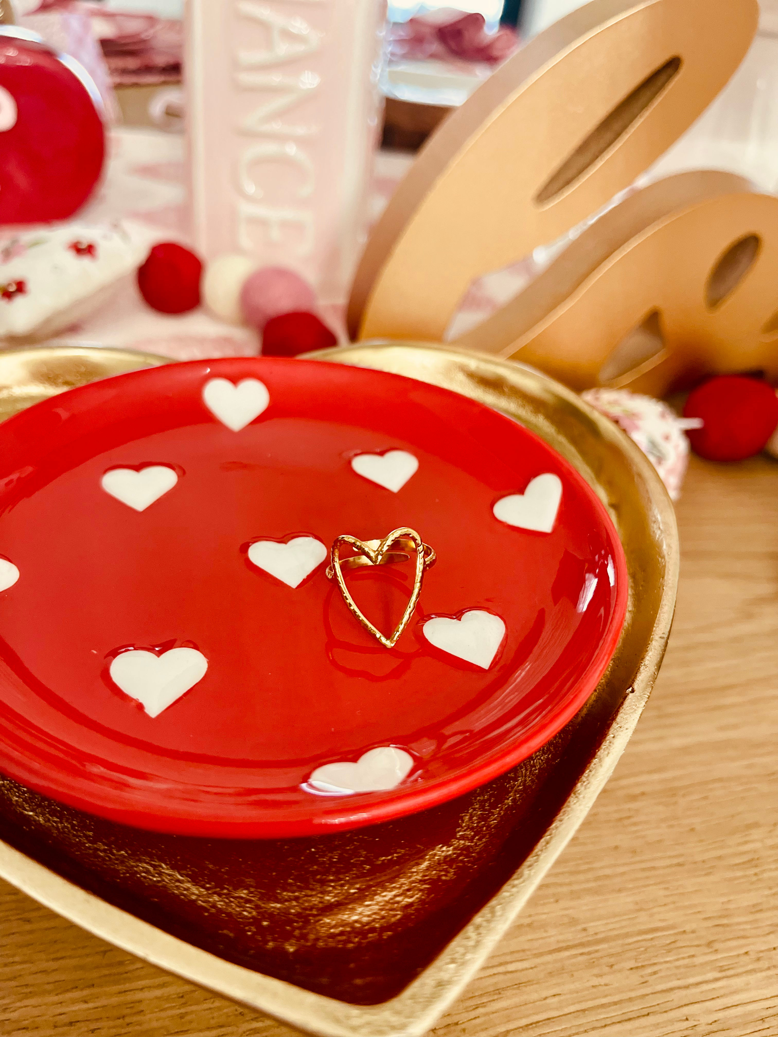 Open Heart Adjustable Gold Stainless Steel Ring