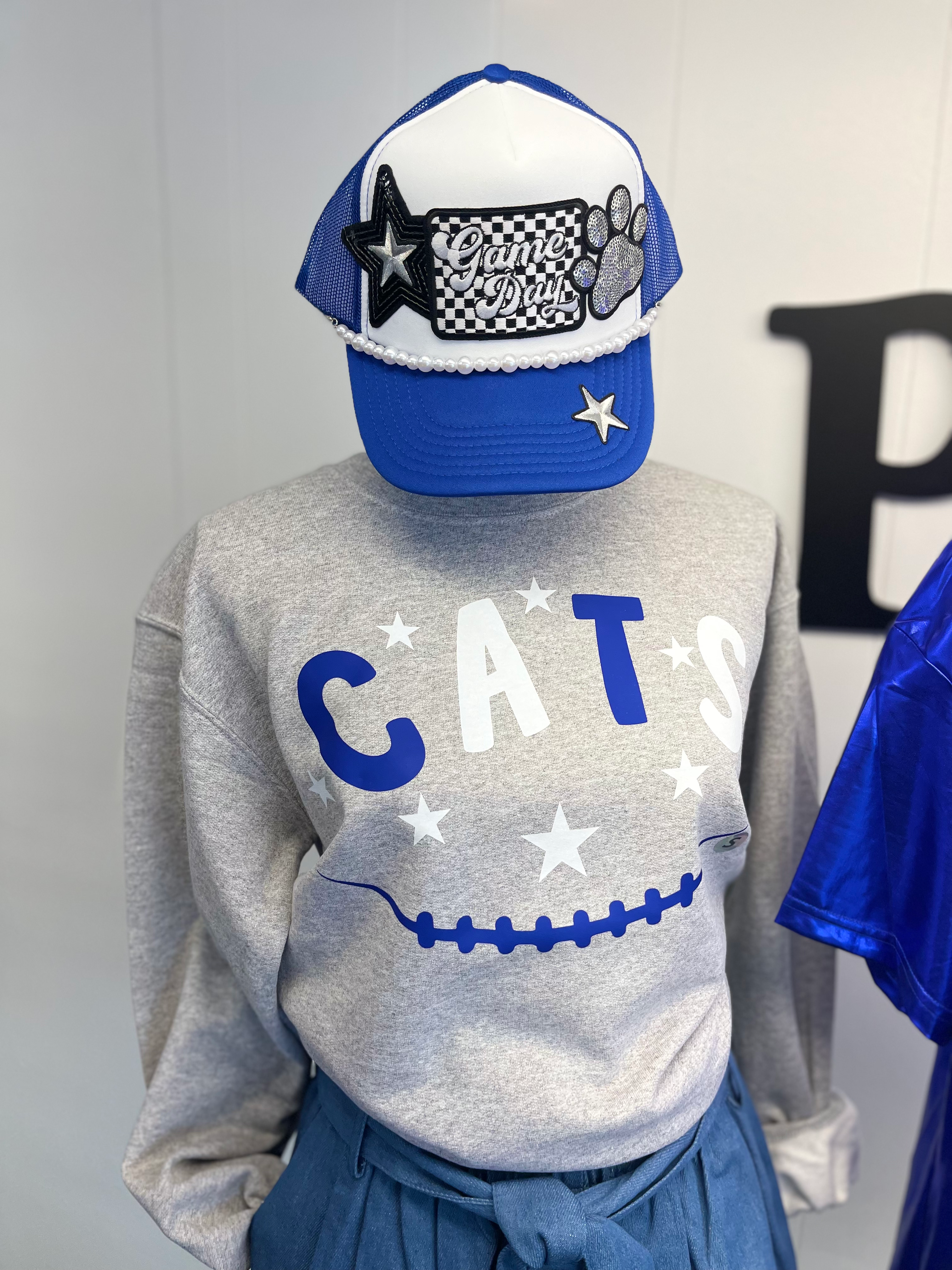CATS Football Gray Sweatshirt - custom cut cropped