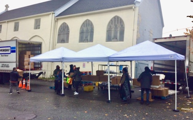 Food distribution at St. Luke's on October 17, 2020.