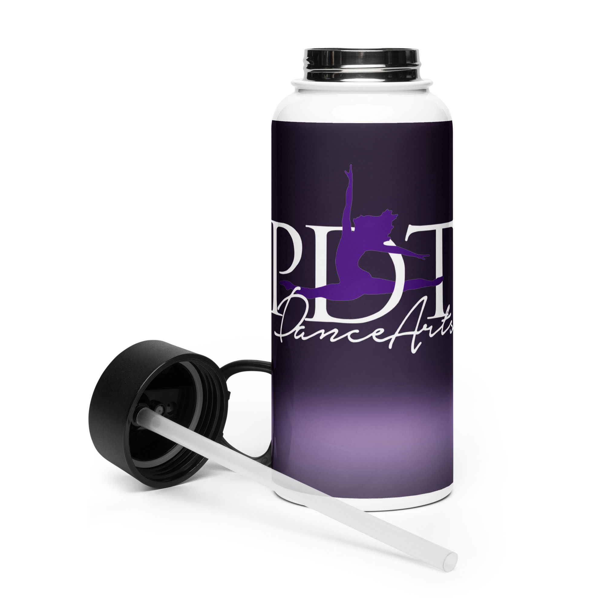 Stainless steel water bottle with a straw lid