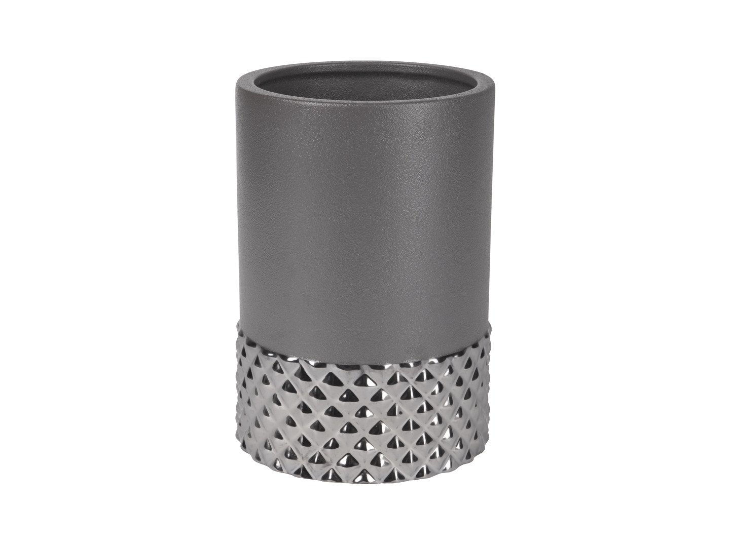 Modern dark grey and gloss grey cylinder table vase