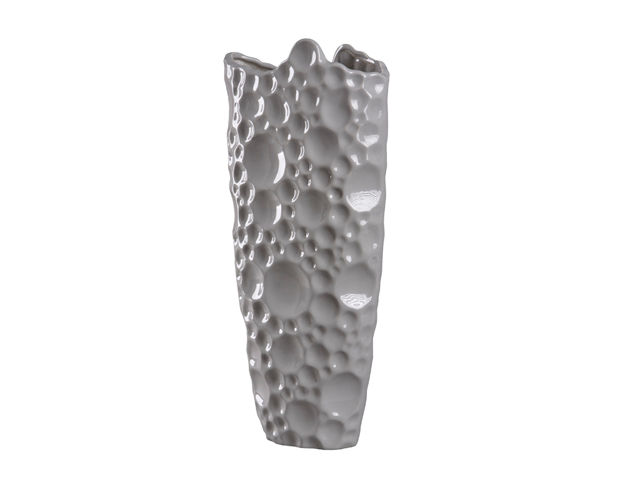 Dimpled sides gloss ceramic table tall vase