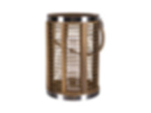 Wooden lantern with rope handle and glass hurricane insert