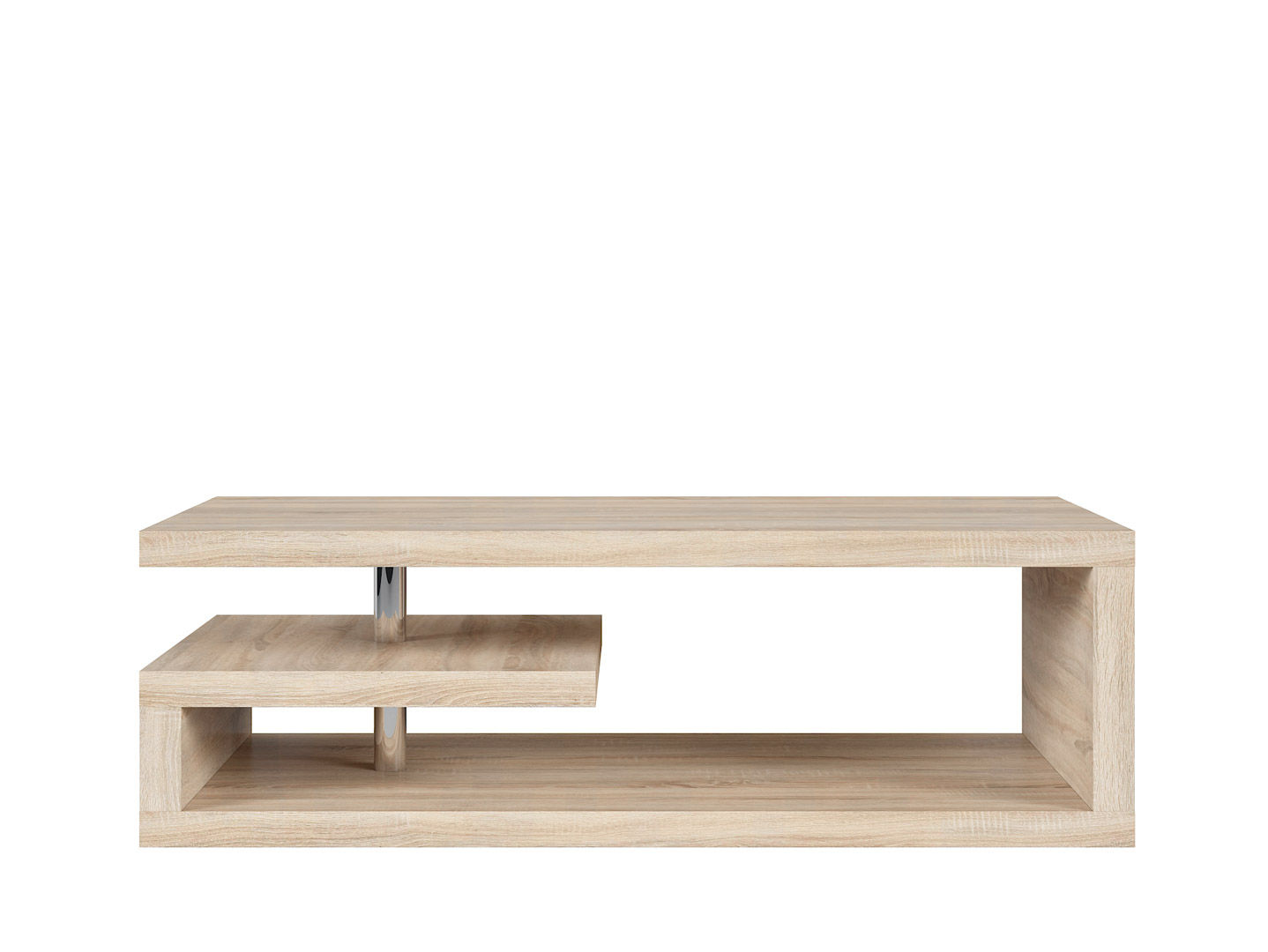 Light wood modern G shaped rectangular coffee table