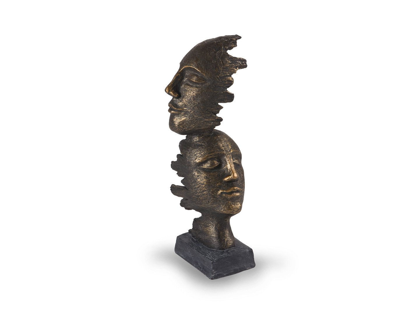 Bronze modern art 2 faced sculpture
