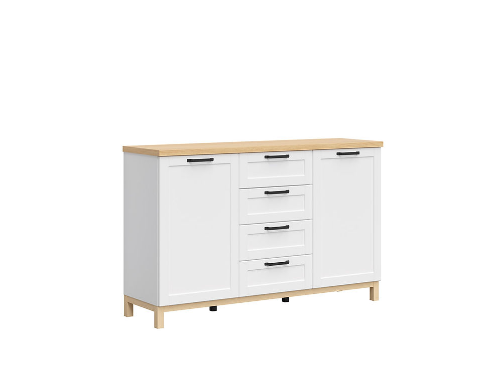 Thumbnail: Modern white and light oak dresser with doors and drawers