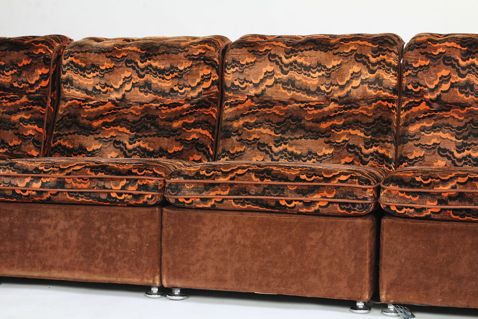 Thumbnail: Vintage bruin oranje modulaire elementen bank hoekbank space age 70s