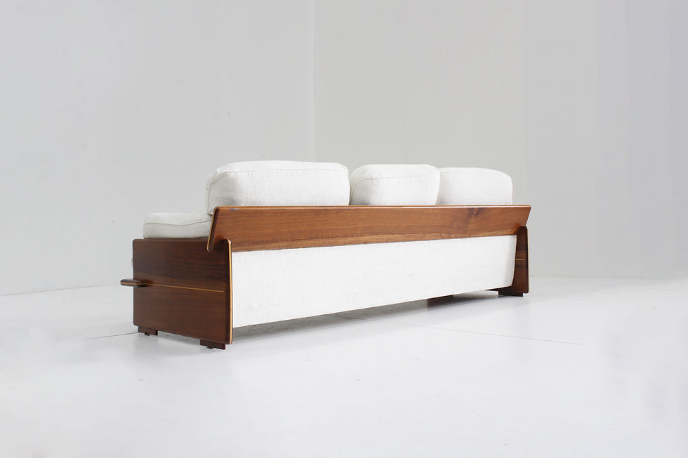 Thumbnail: Vintage Italian sofa wood and fabric 1970s