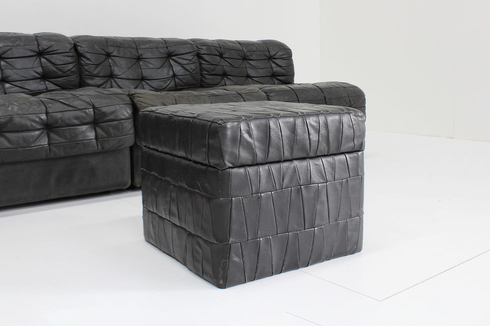 Thumbnail: De Sede DS 11 modular sofa in black patchwork leather