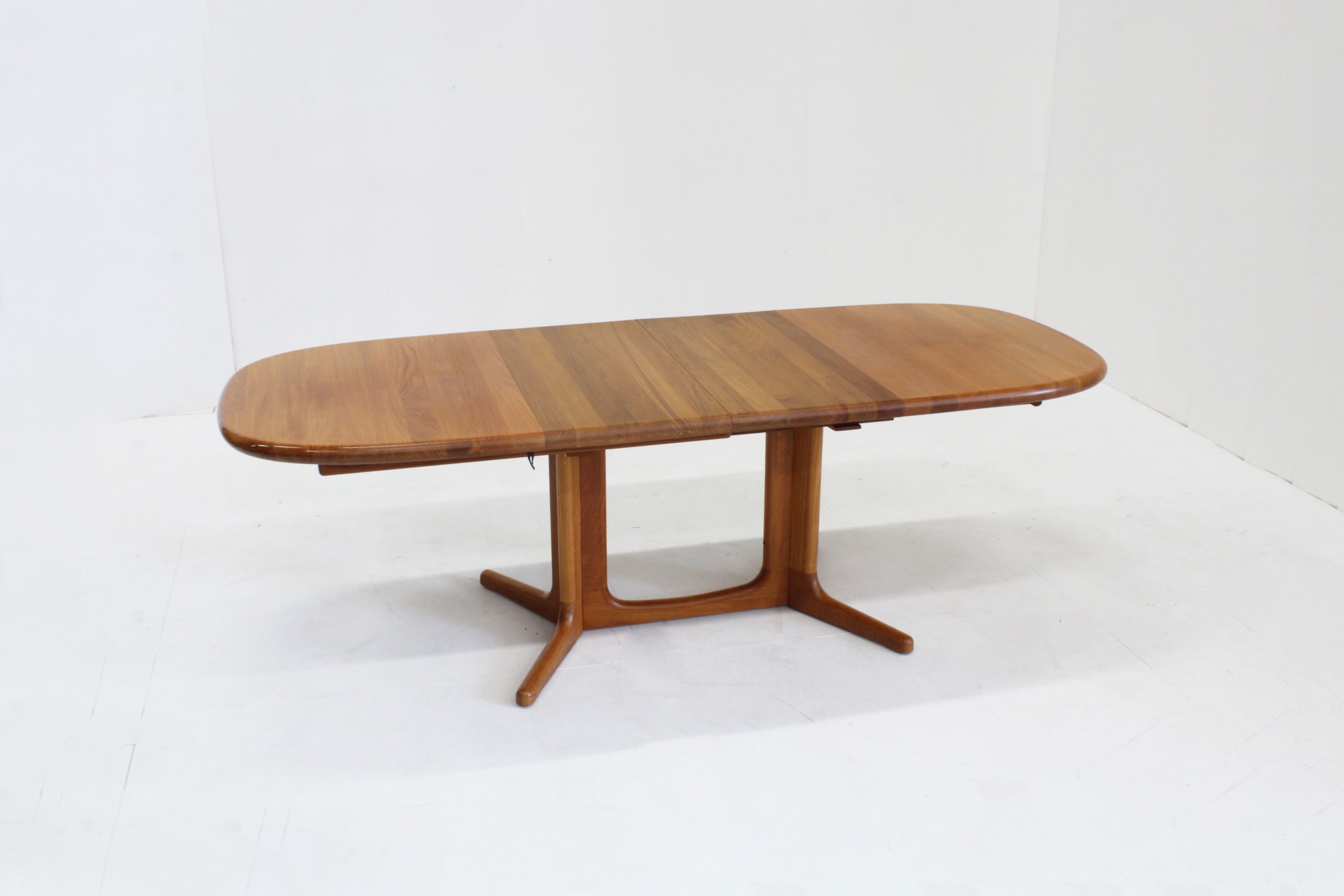 Vintage Glostrup Danish oval extendable dining table solid teak 1960s