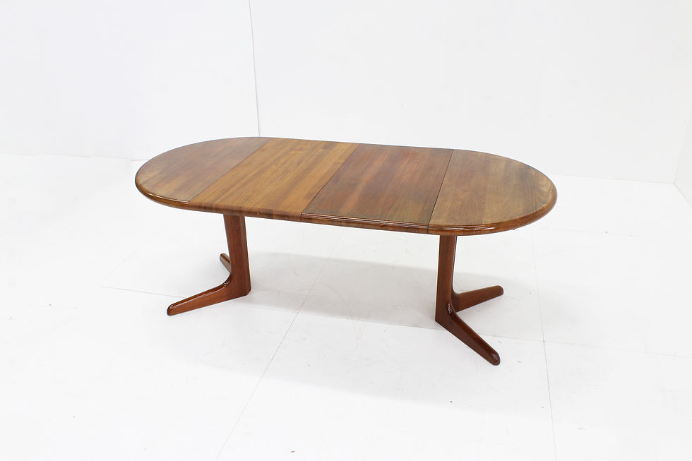 Thumbnail: Vintage Danish round extendable dining table solid teak 1960s