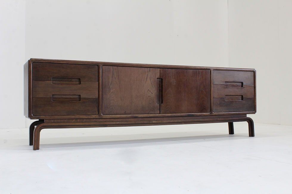 Thumbnail: Vintage mid-century sideboard from the 1960s. Ample storage space with 2 doors and 4 drawers.