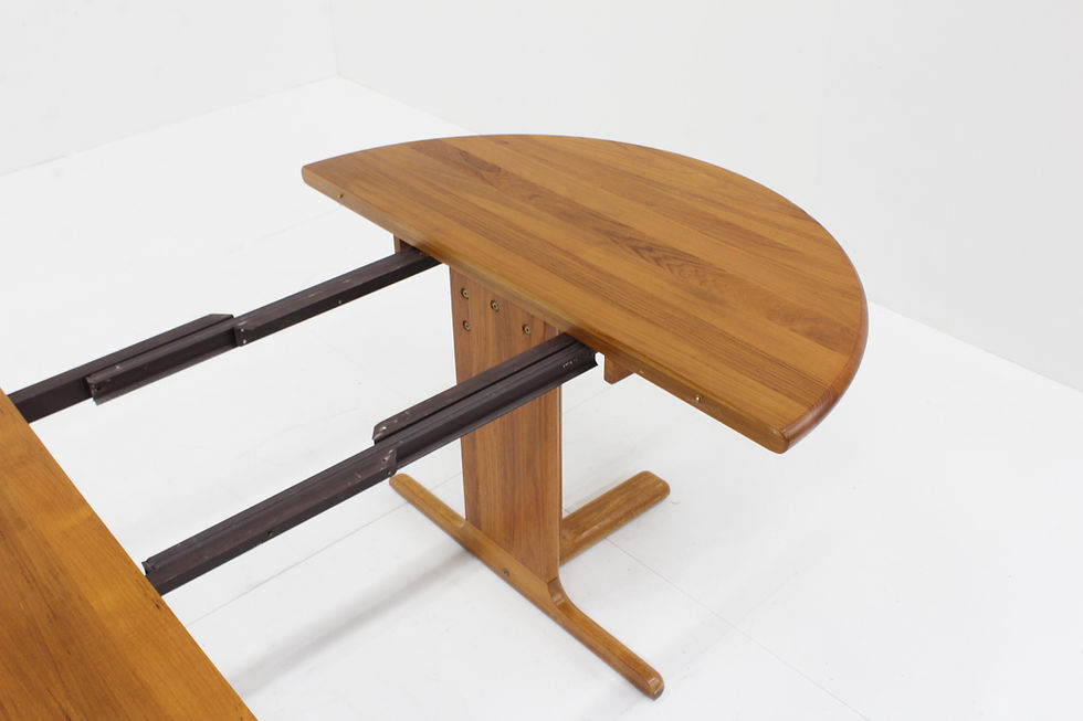 Thumbnail: Vintage Danish round extendable dining table solid teak