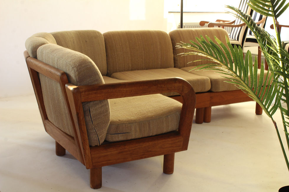 Thumbnail: Mid century teakhouten deense hoekbank bank | jaren 50
