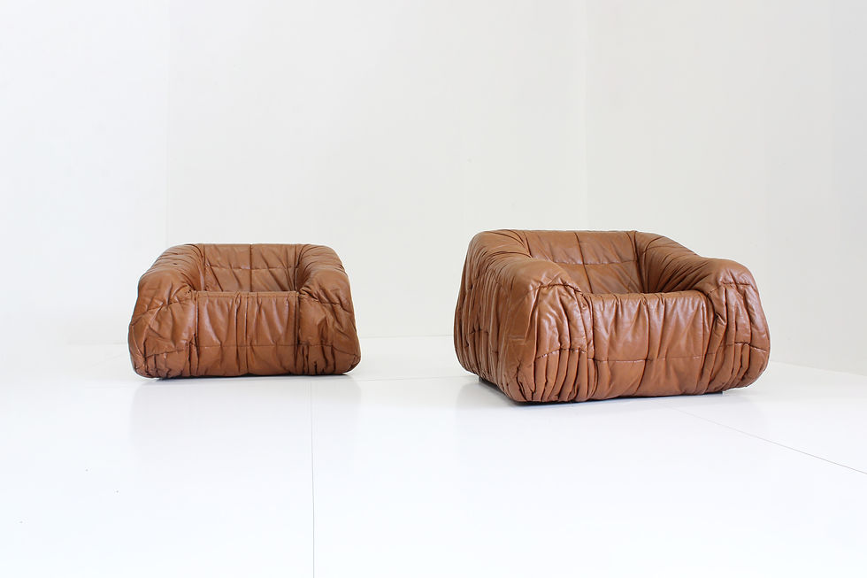 Thumbnail: Set of 2 Piumino lounge chairs by De Pas for Dell’Oca 1970s Italy