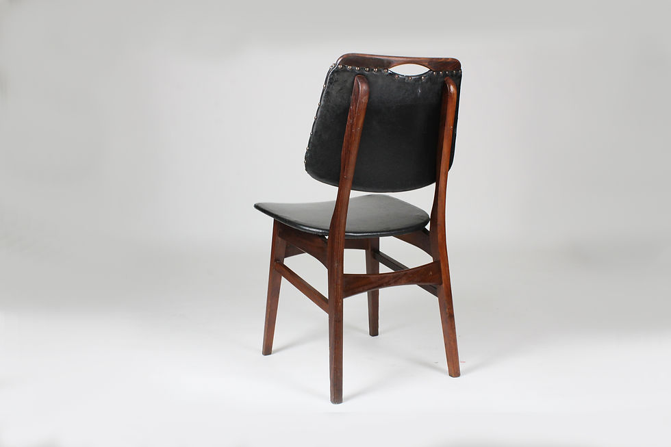 Thumbnail: Set vintage eetkamer stoelen zwart skai ( set van 4)