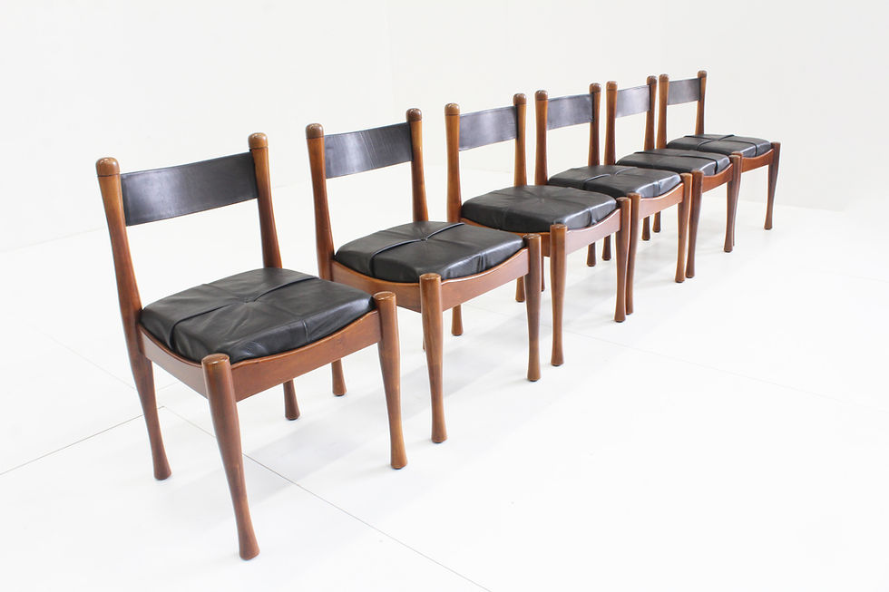 Thumbnail: Bernini vintage italian dining chairs by Silvio Coppela , set of 6