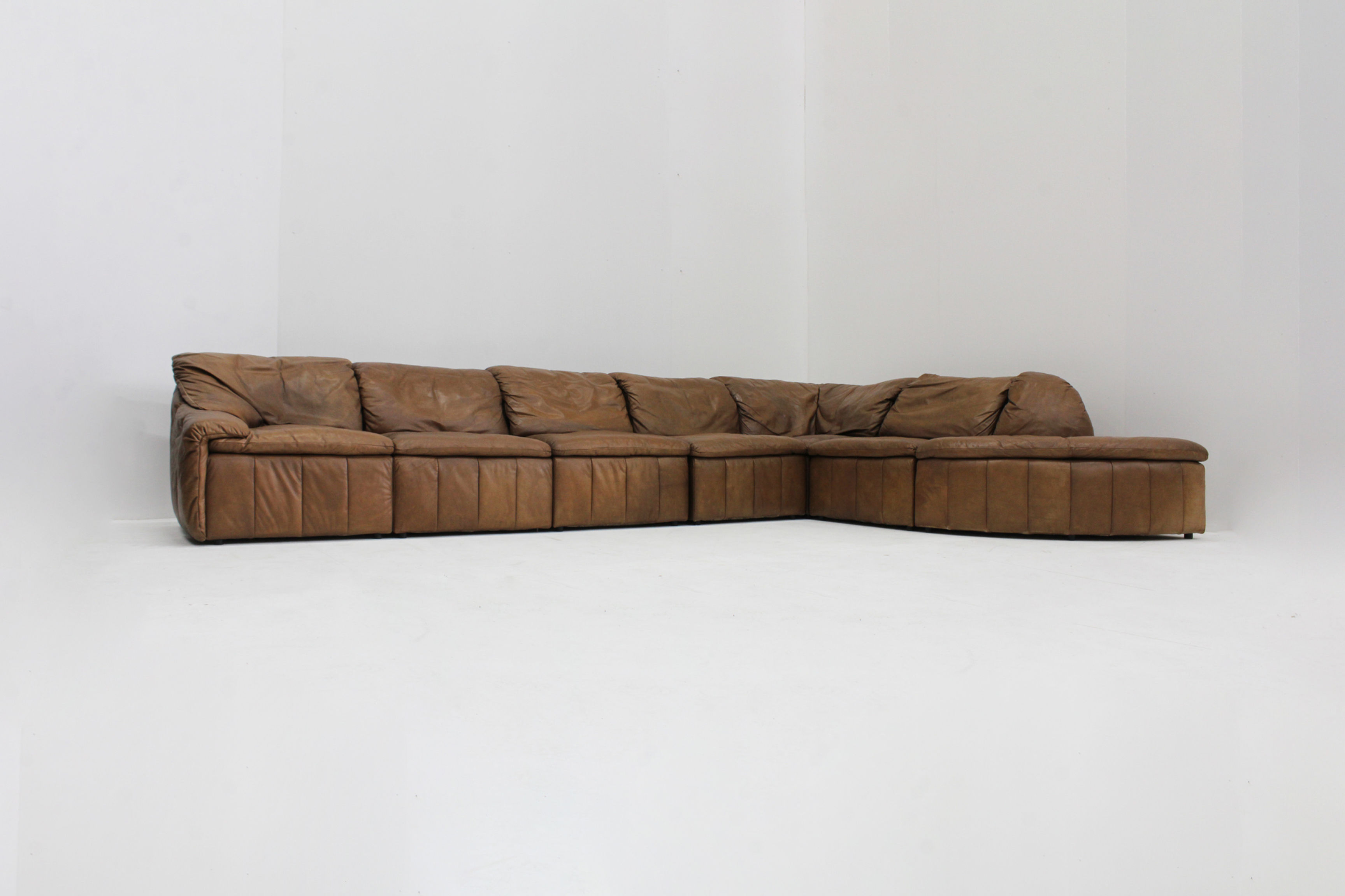 Vintage Brown Leather Modular Sofa from Laauser , Set of 7