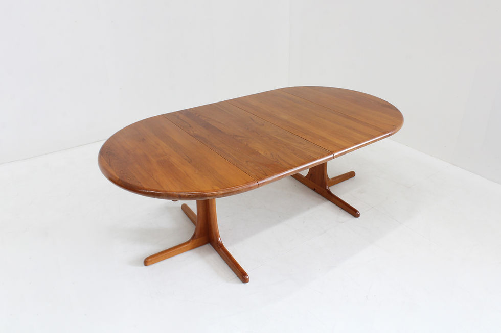 Vintage Danish round extendable dining table solid teak 1960s