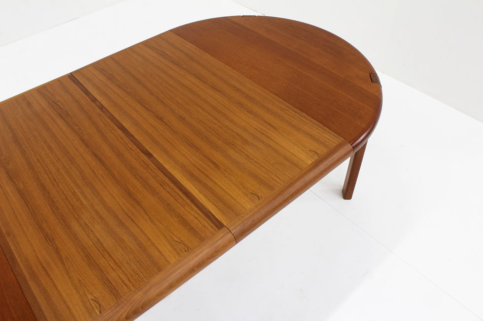 Thumbnail: Vintage Danish round extendable dining table solid teak Niels Bach 1960s