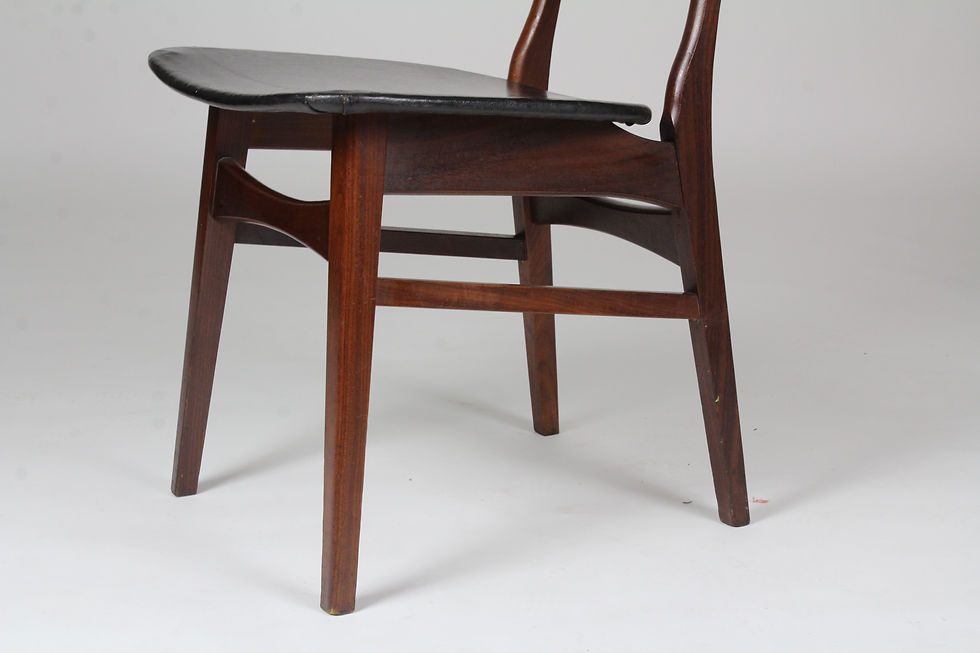 Thumbnail: Set vintage eetkamer stoelen zwart skai ( set van 4)