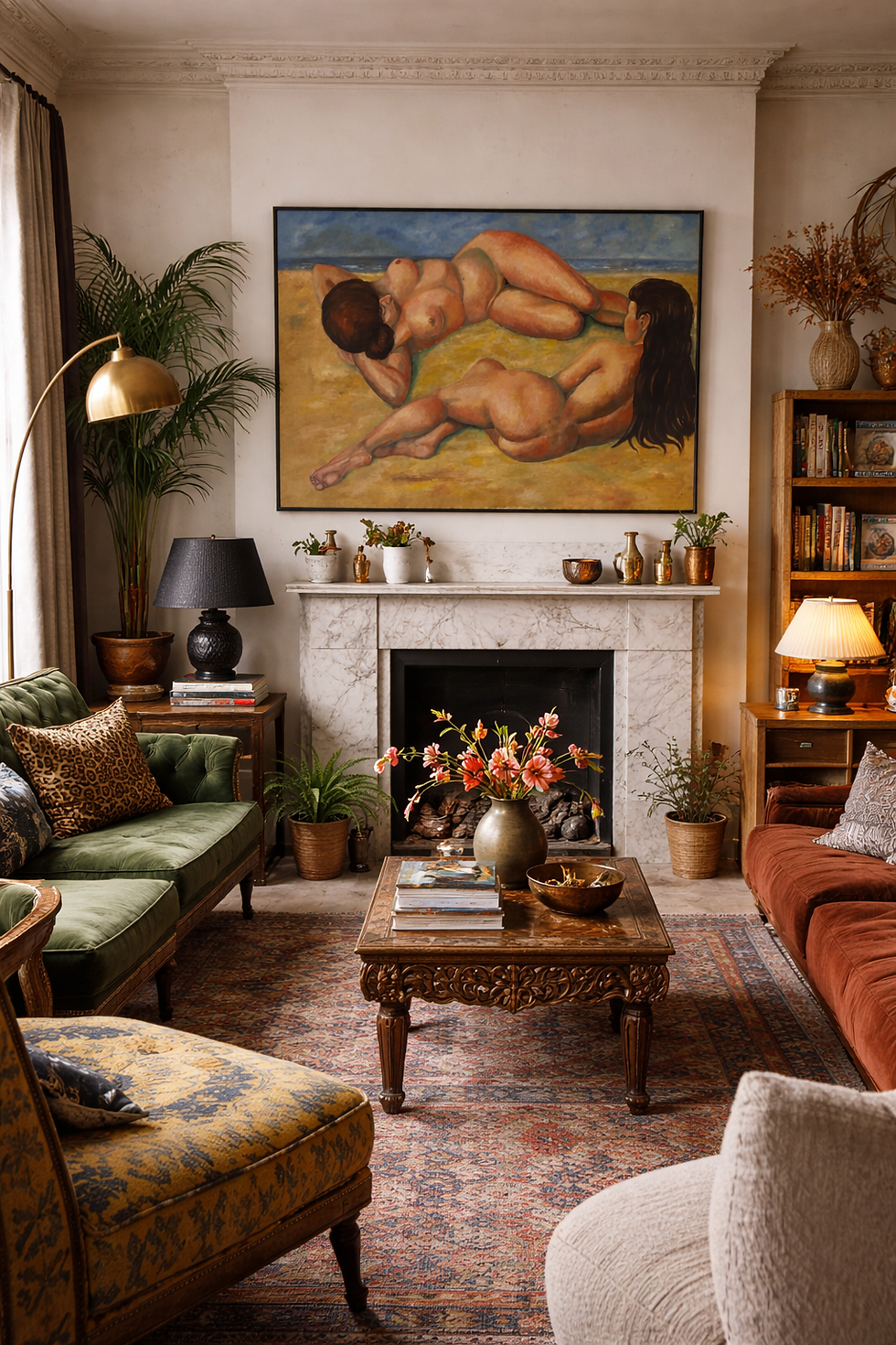 Thumbnail: Vintage large painting oil on canvas – Two Reclining Figures