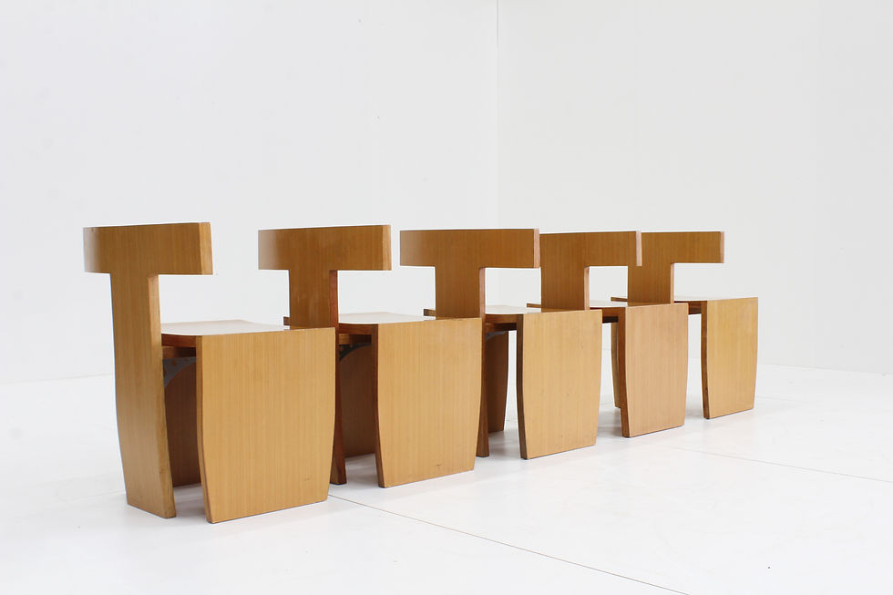 Thumbnail: Vintage sculptural dining chairs , set of 5