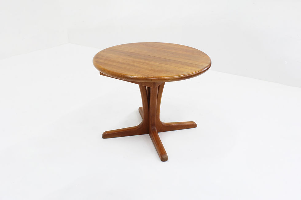 Vintage Danish round extendable dining table solid teak 1960s