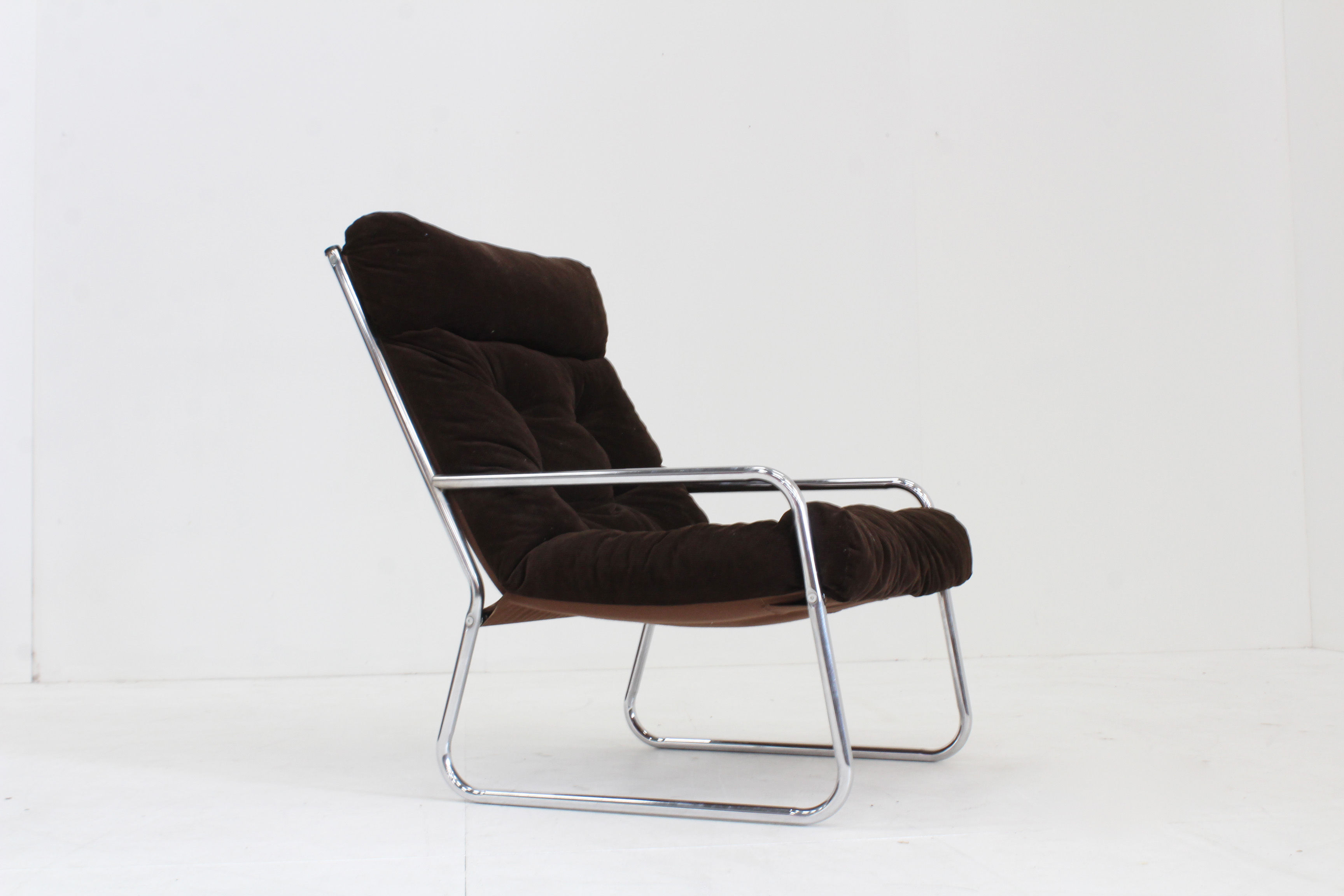 Vintage Space Age chrome Armchair by gillis lundgren 1970s