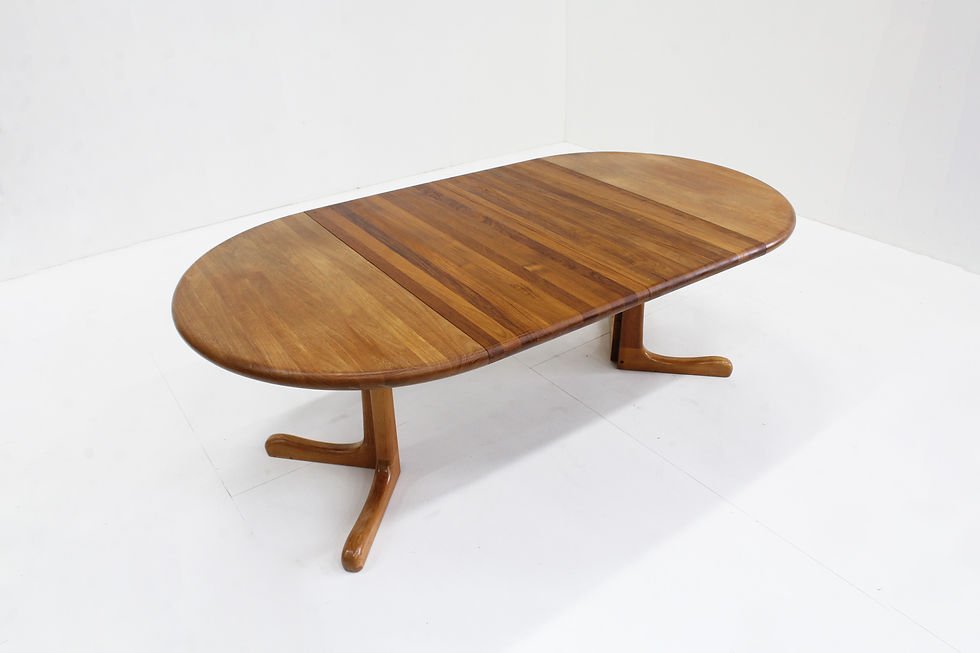 Vintage Danish round extendable dining table solid teak 1960s