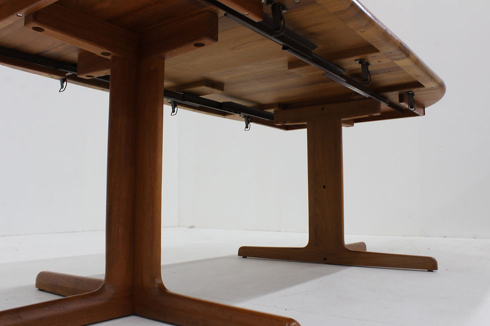 Thumbnail: Vintage Danish round extendable dining table solid teak 1960s