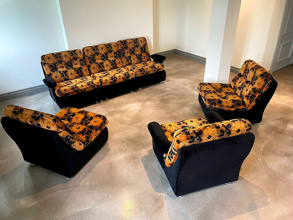 Thumbnail: Vintage space age oranje modulaire elementen bank , jaren 70