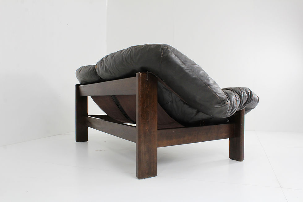 Thumbnail: Vintage Brutalist Leather Sofa Couch 60s Leolux