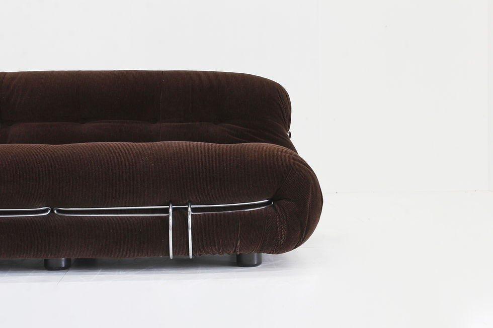 Thumbnail: Soriana 2 seater sofa by Afra & Tobia Scarpa for Cassina from the 1970s with brown fabric and chromed steel. This unique vint