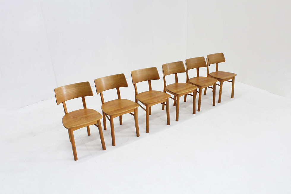 Thumbnail: Vintage danish mid century dining chairs set of 6