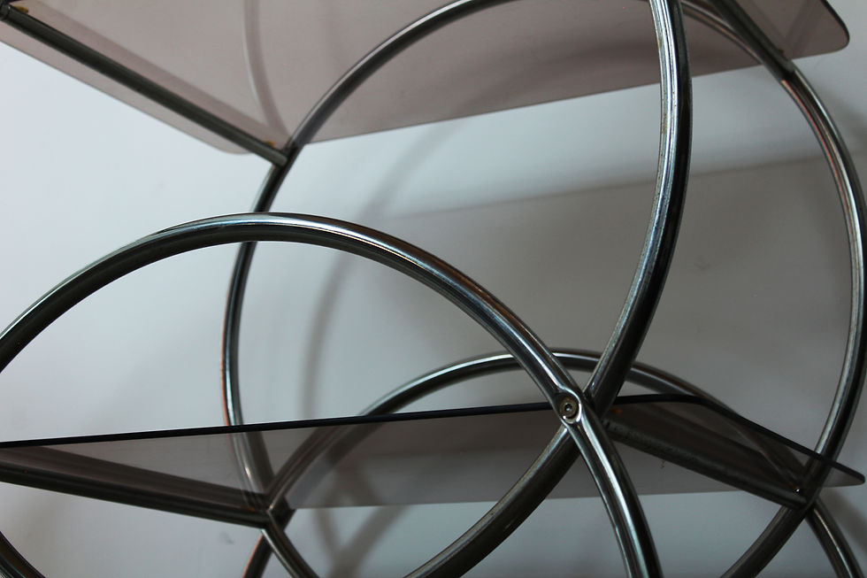 Thumbnail: Gispen vintage serving trolley / trolley chrome smoked glass