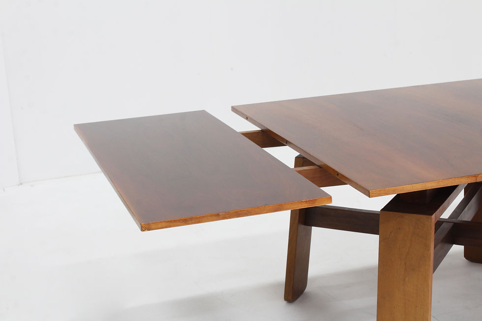 Thumbnail: Vintage extendable dining Table by Silvio Coppola for Bernini designed in the 1960s.  A walnut dining table designed by the i