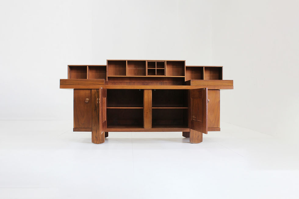 Thumbnail: Silvio Coppola Italian credenza for Bernini walnut wood, 1960s