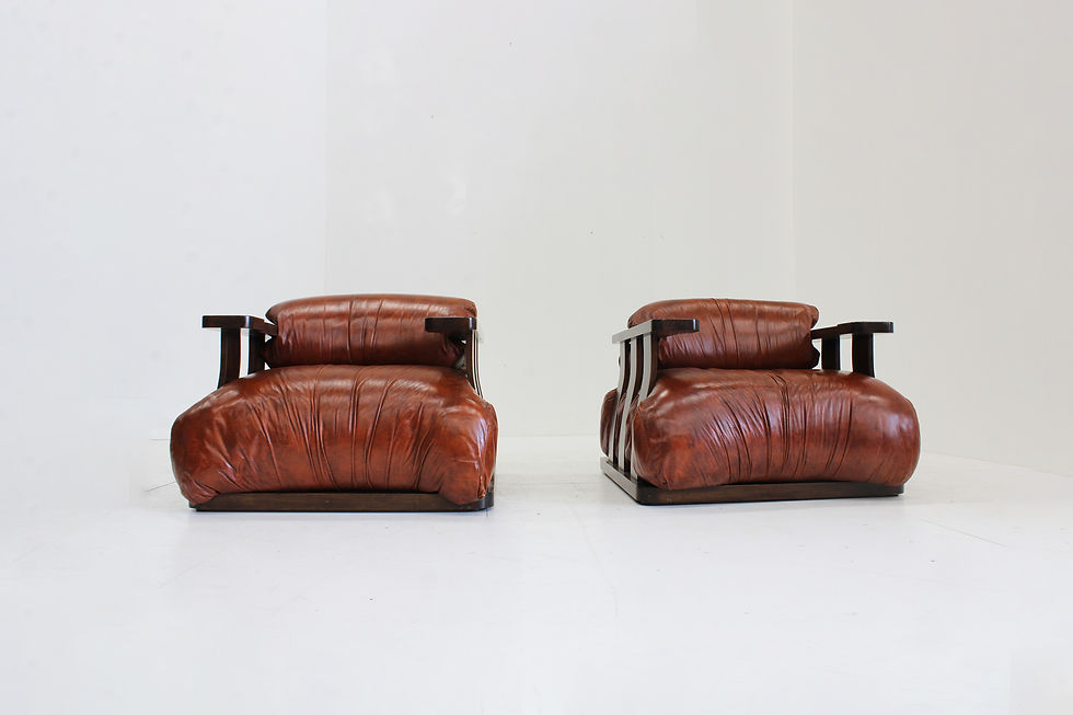 Thumbnail: Vintage italian leather armchairs attributed to Luciano Frigerio Dragoni 1970s