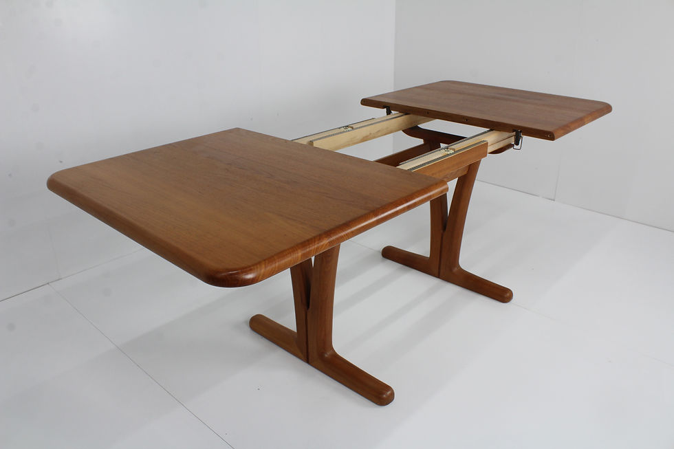 Thumbnail: Vintage deense uitschuifbare eettafel tafel massief teak