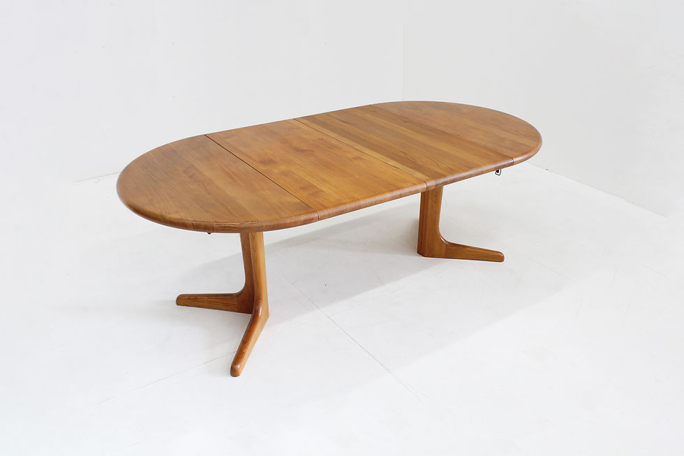 Vintage Danish round extendable dining table solid teak 1960s