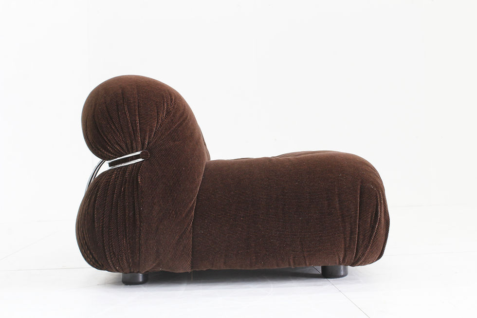 Thumbnail: Soriana 2 seater sofa by Afra & Tobia Scarpa for Cassina from the 1970s with brown fabric and chromed steel. This unique vint