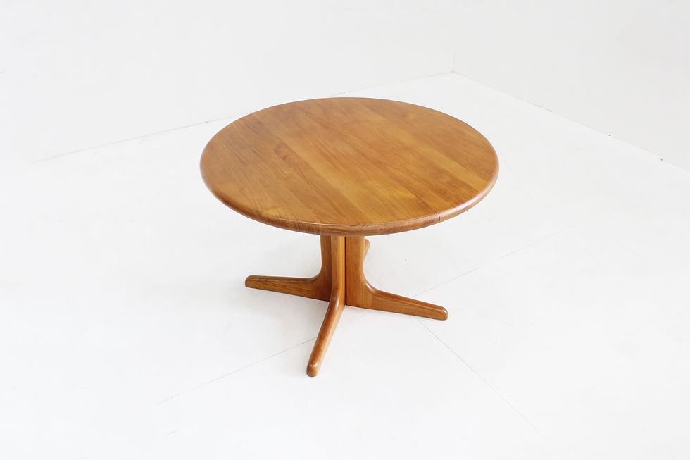 Vintage Danish round extendable dining table solid teak 1960s