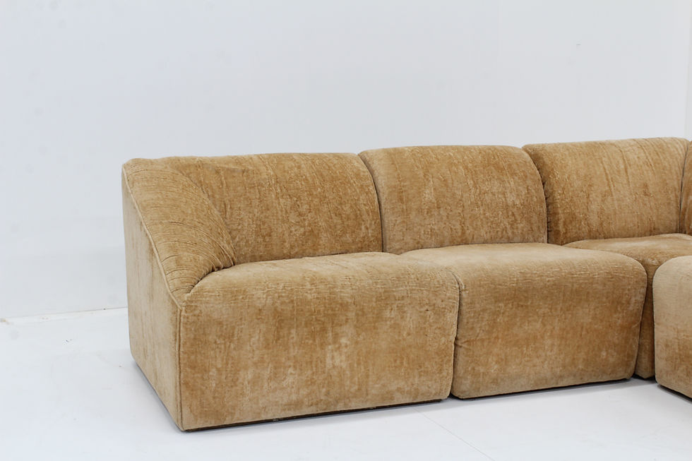 Thumbnail: Vintage Italian modular sofa sofa beige velvet