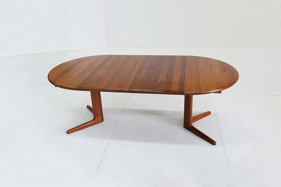 Thumbnail: Vintage Danish round extendable dining table solid teak