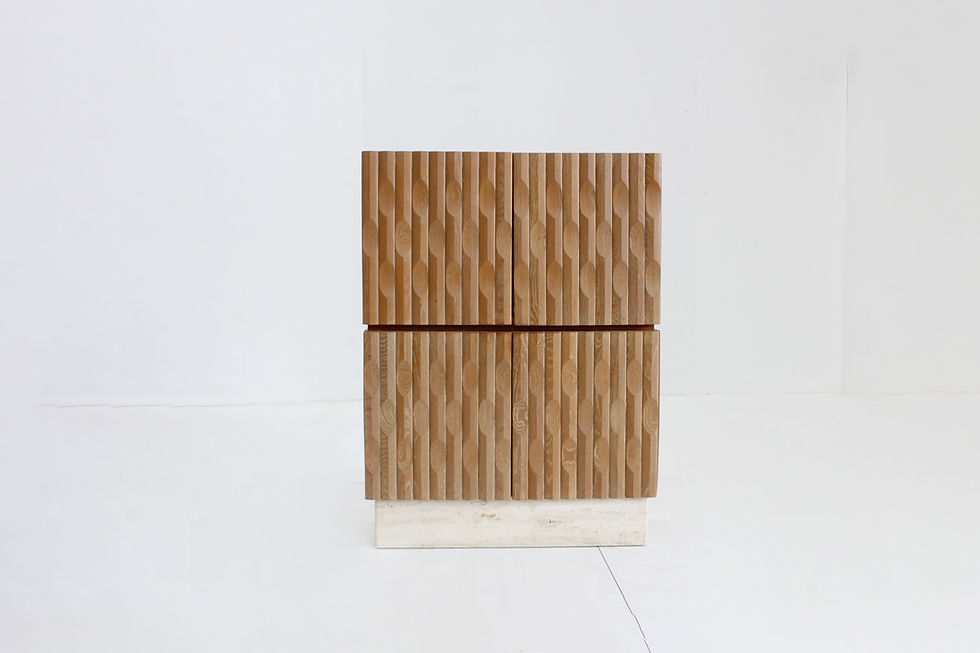 Brutalist Bar Cabinet wood and travertine Belgium 1970s
