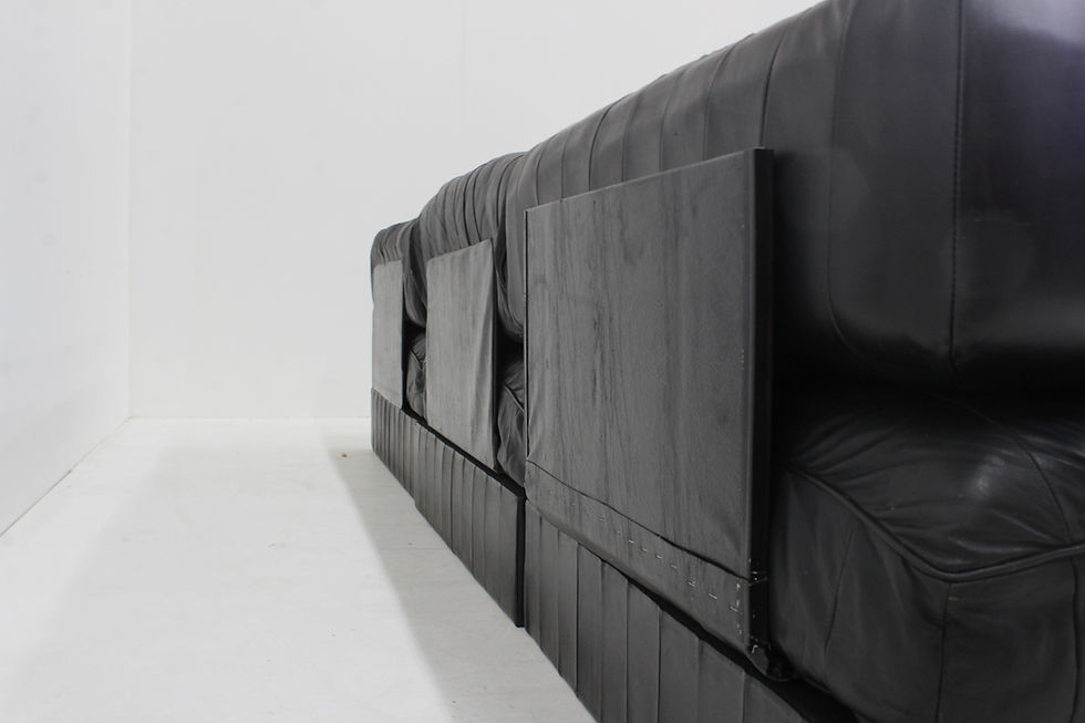 Thumbnail: De Sede DS 88 modular sofa black leather patchwork Switzerland 1970s