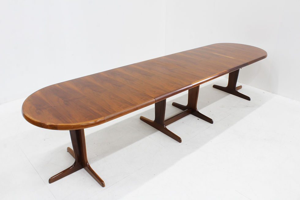 Vintage large oval extendable dining table 1960s XL
