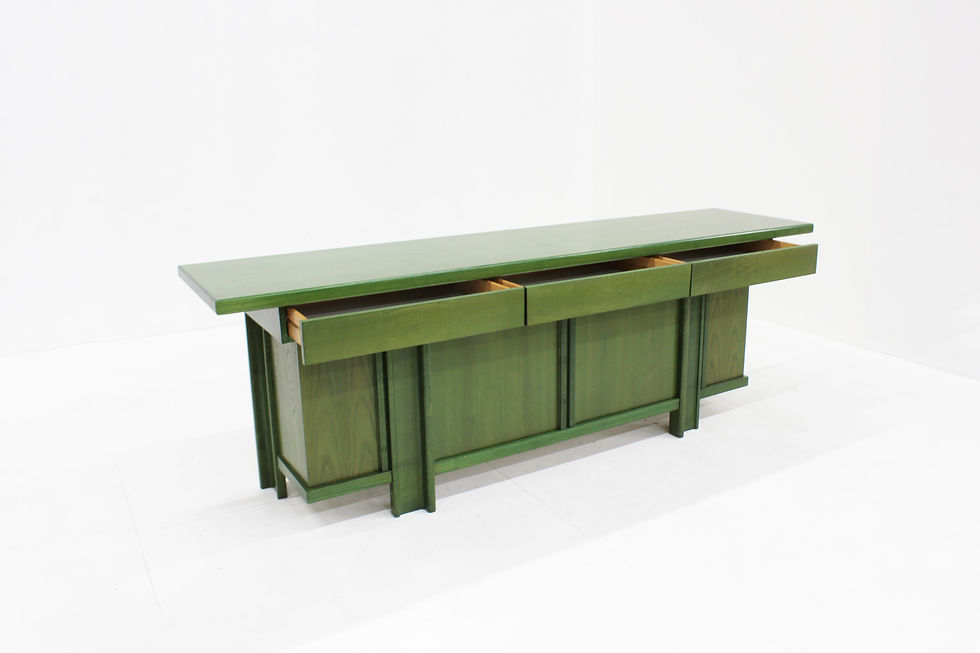 Thumbnail: Vintage Italian Sideboard from the 1960s, Italy. Wooden sideboard in unique green colour. Sculptural Italian design crafted i